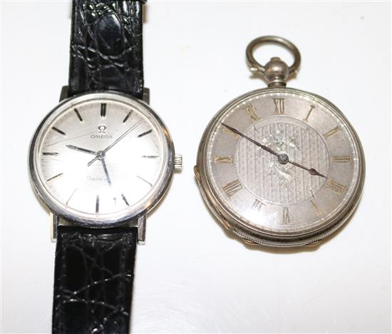 Omega and silver face pocket watch